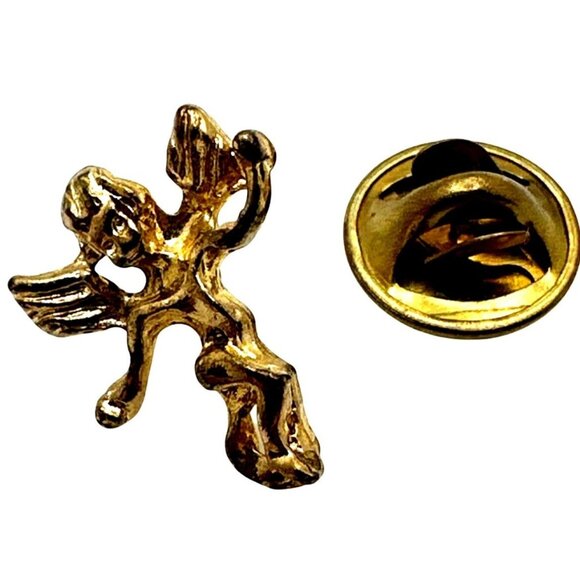 Gold Tone Angel Lapel Pin Tie Tack With Secure Clutch Back Guardian Angel - Picture 1 of 5